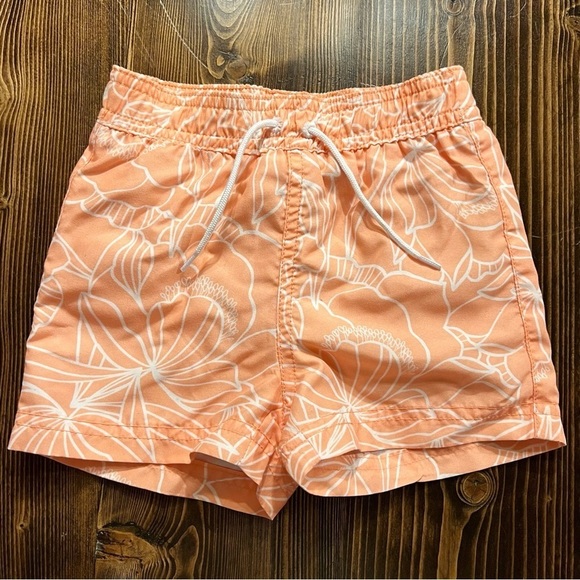 Janie & Jack Hibiscus Print Swim Trunks 6-9 M Coastal Vacation - Picture 1 of 4